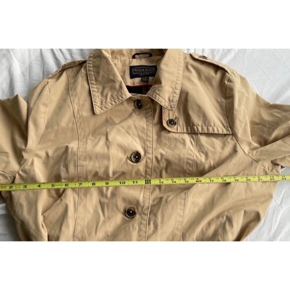 Vintage Pendleton Women’s Size XL Khaki Brown Long Trench Pea Coat Belt Strap - Picture 7 of 16